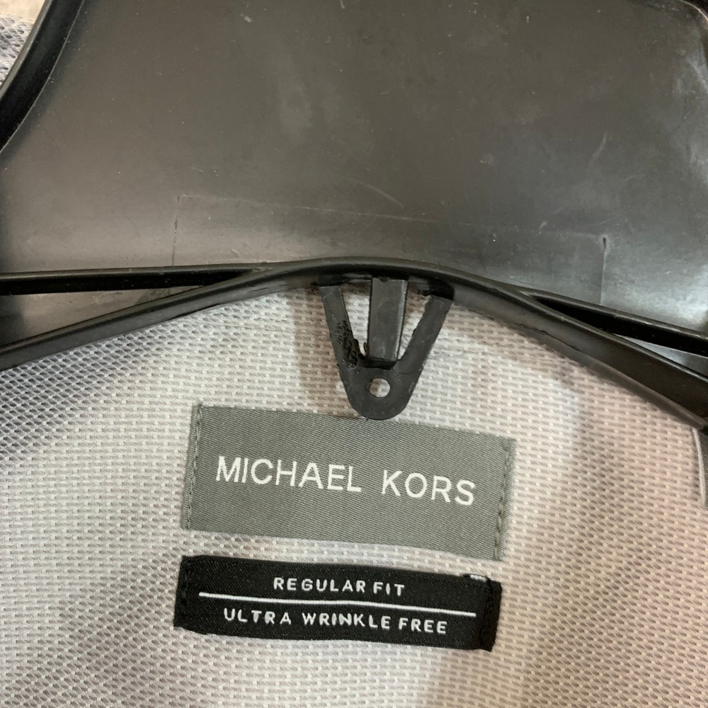 NWT Michael Kors Regular Fit Dress Shirt Men's L 16.5 32/33 Grey Frost Cotton - Picture 7 of 13